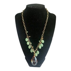 🦚Cato Gold Necklace with Green Accents🦚